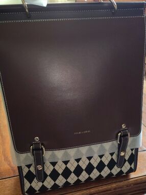 Women's Two-Tone Argyle Messenger Bag in Dark Brown